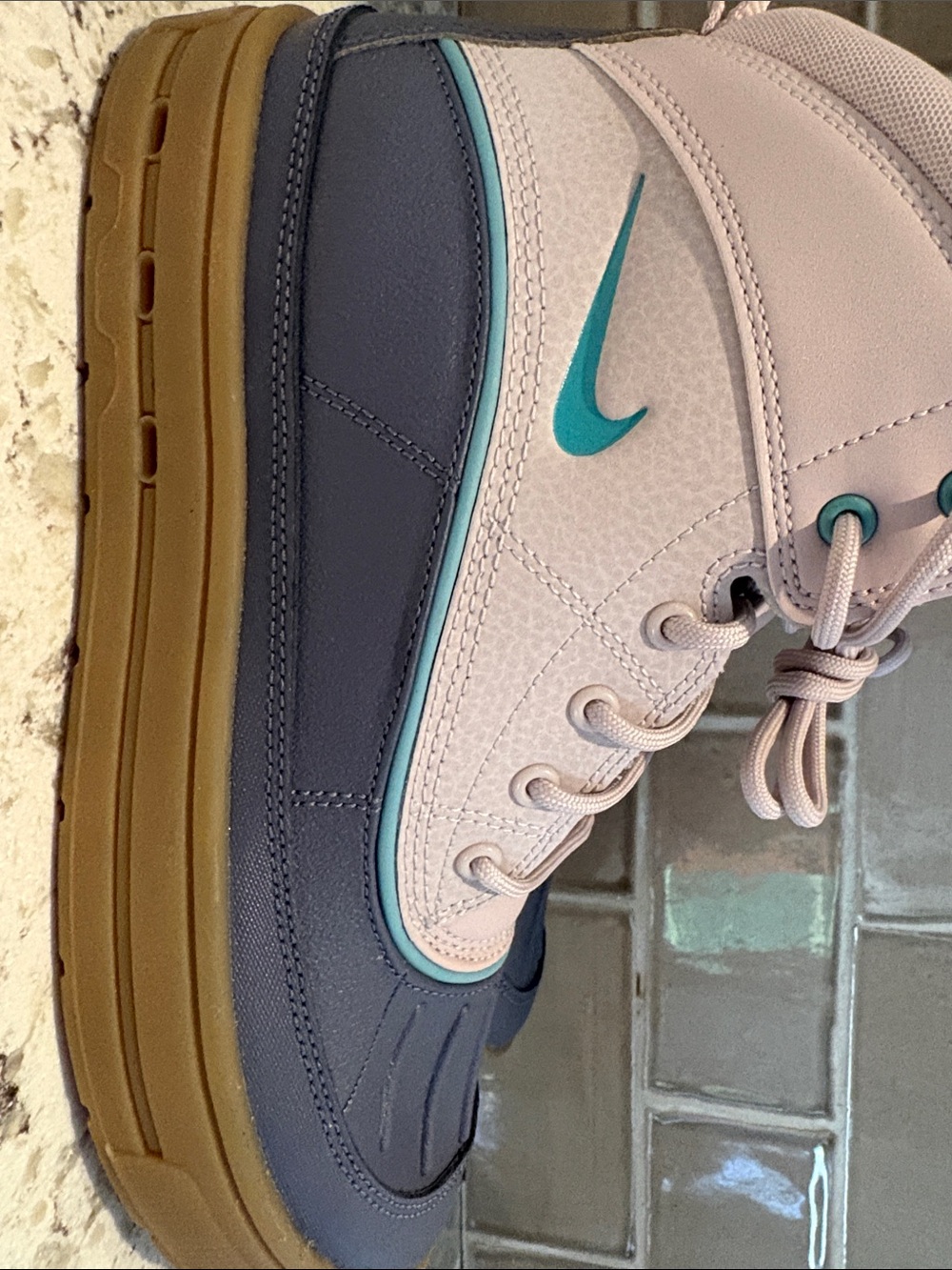 Nike Women's High-Top Athletic Shoe in Pink, Teal and Gum